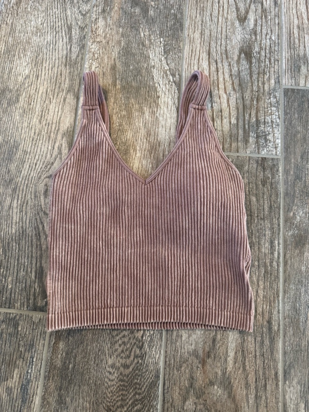 Wishlist Ribbed V-Neck Cropped Tank Top/ bralette - Mauve